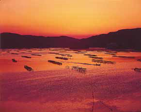 万石浦の夕景