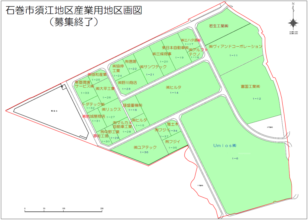 石巻市須江地区産業用地区画図