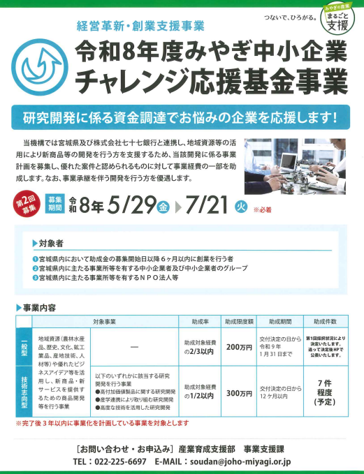 みやぎ中小企業チャレンジ応援基金事業