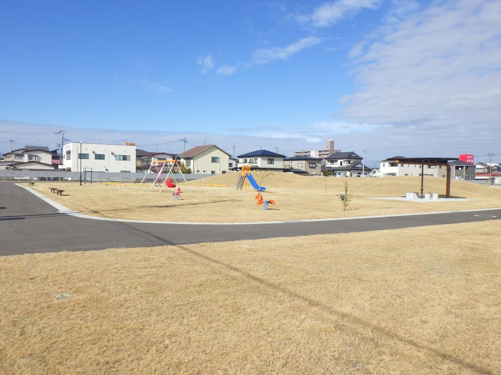 遊具と健康器具がある広場